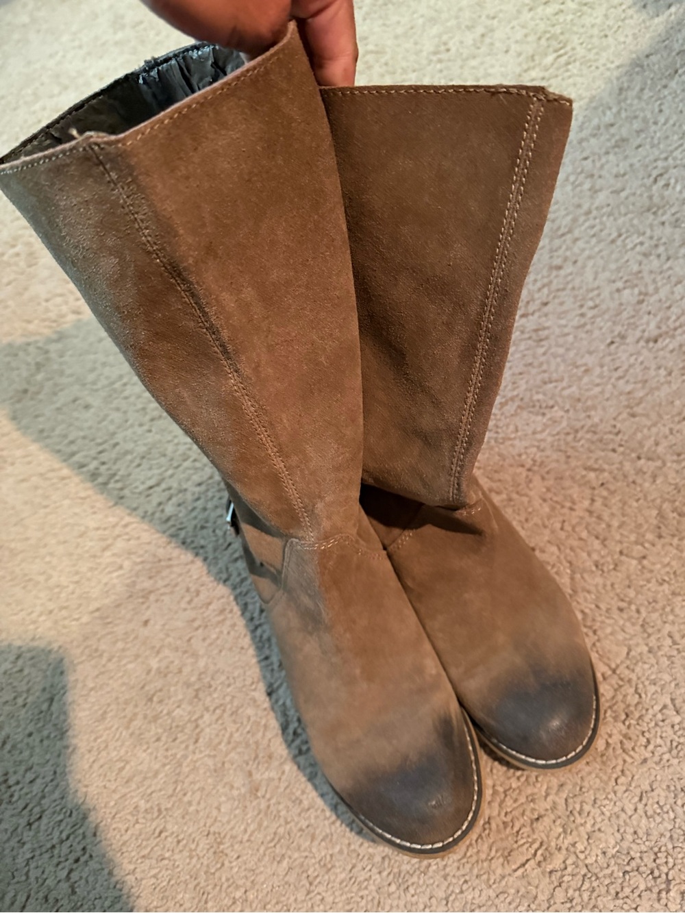 Women's Brownish/Greenish Suede Mid-Calf Boots